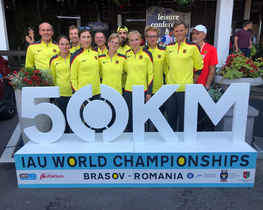 Das Deutsche Team mit Betreuern in Brasov - 50km WM